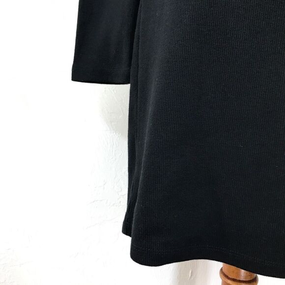 Leith Black Ribbed Long Sleeve Sheath Dress Large - Picture 3 of 6